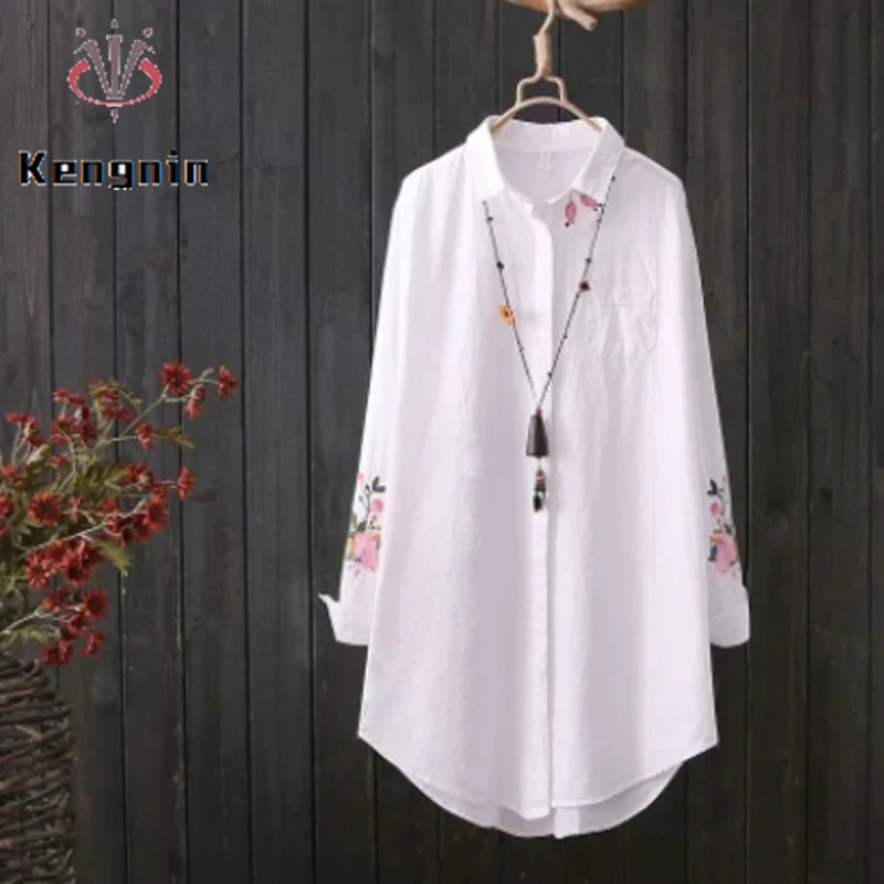 Loose Embroidery Floral Women Shirt Autumn White Color Long Sleeve Office Lady Work Tops Oversized 5XL Female Blause KN317
Loose Embroidery Floral Women Shirt Autumn White Color Long Sleeve Office Lady Work Tops Oversized 5XL Female Blause KN317