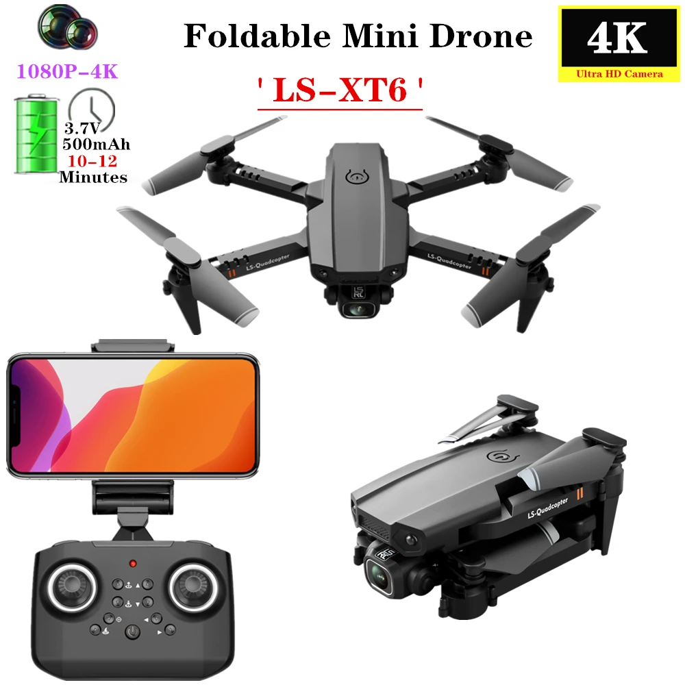 UAV LS-XT6 Mini Drone 4K HD Camera RC Quadcopter Selfie Foldable Helicopter Altitude Hold Mode Dron Toy Gift for Children
UAV LS-XT6 Mini Drone 4K HD Camera RC Quadcopter Selfie Foldable Helicopter Altitude Hold Mode Dron Toy Gift for Children