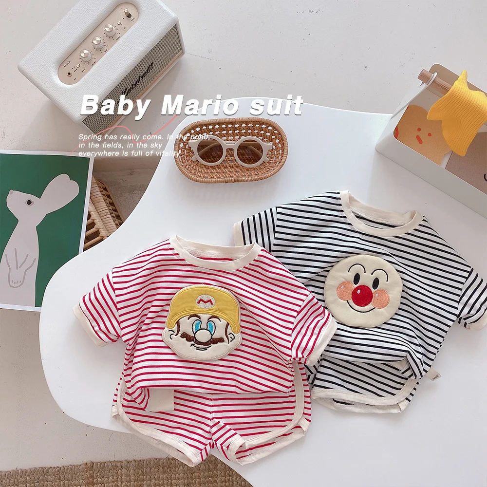 Children Sets For Baby Girls And Boys Korean Smile Striped Cartoon Short Sleeve Shorts Sets Cute Summer New Kids Two Piece Set
Children Sets For Baby Girls And Boys Korean Smile Striped Cartoon Short Sleeve Shorts Sets Cute Summer New Kids Two Piece Set