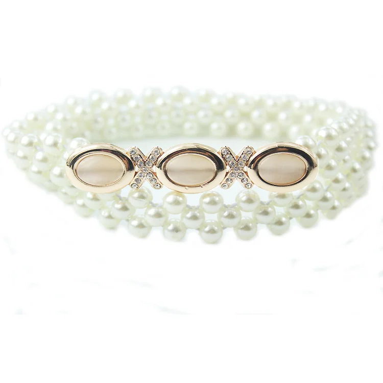 Womens Three Rows Thin Faux Pearls Waistband Bridal Wedding Sash With Large Artificial Pearl Rhinestone Decor Metal Buckle Belt
Womens Three Rows Thin Faux Pearls Waistband Bridal Wedding Sash With Large Artificial Pearl Rhinestone Decor Metal Buckle Belt