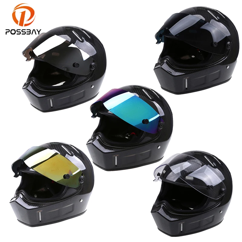 POSSBAY Carbon Fiber Motorcycle Helmet Clear/Smoke/Silver/Gold/Colorful Full Face Men Women Helmets Motocross Motorbike Parts
POSSBAY Carbon Fiber Motorcycle Helmet Clear/Smoke/Silver/Gold/Colorful Full Face Men Women Helmets Motocross Motorbike Parts