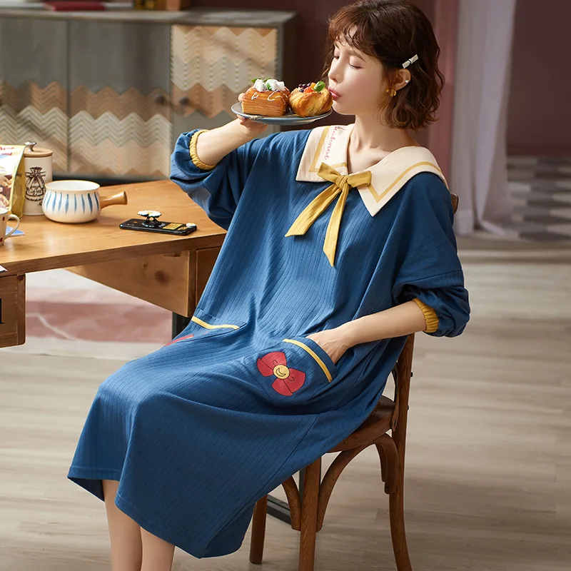 Off-shoulder NightDress Women Cotton Loose Homewear Long over-the-Knee Backless Casual Women Nightgown Summer Sexy Nightdress
Off-shoulder NightDress Women Cotton Loose Homewear Long over-the-Knee Backless Casual Women Nightgown Summer Sexy Nightdress