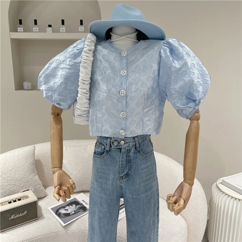 NewWomen's Spring Summer 2021 Fashion Design sense Retro bubble short sleeve Shirt Top
NewWomen's Spring Summer 2021 Fashion Design sense Retro bubble short sleeve Shirt Top