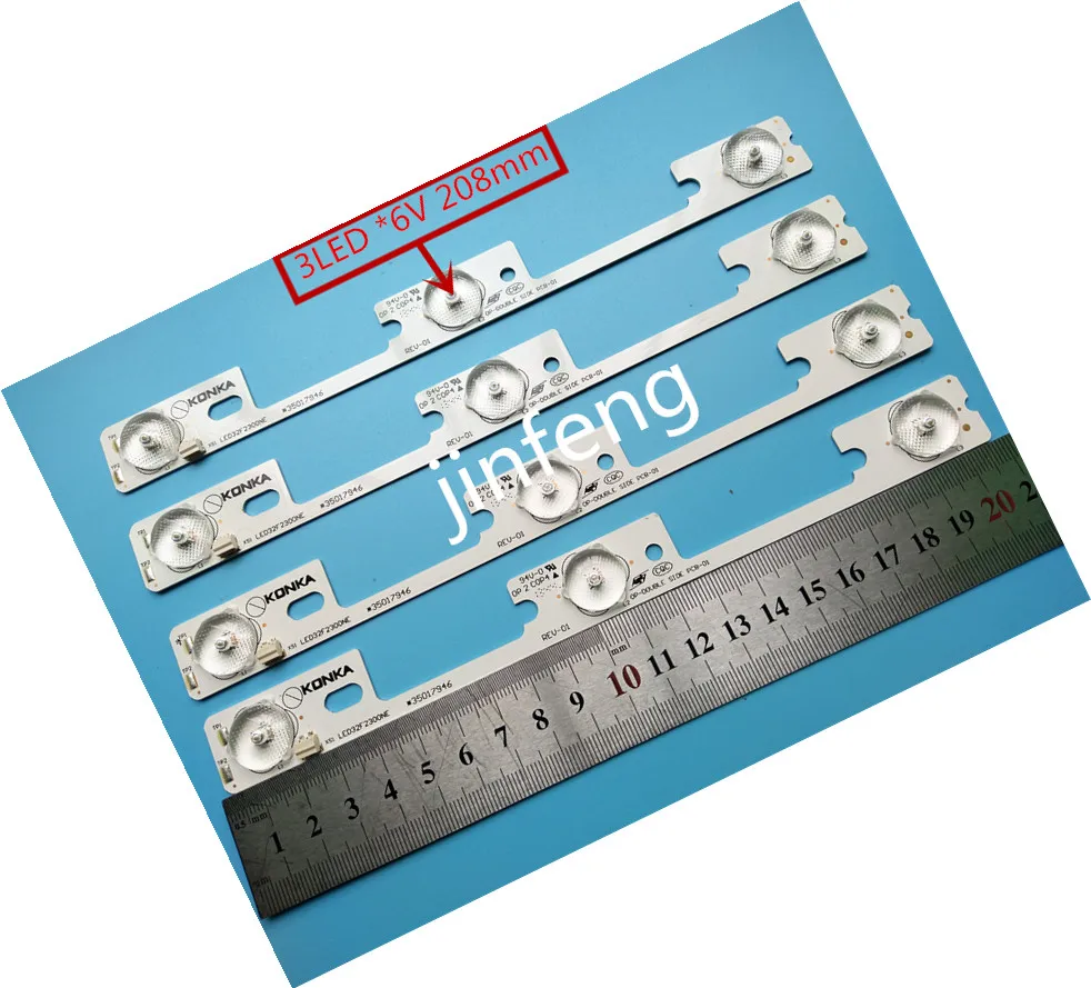 New Kit 4 PCS 3LED 6V 208mm LED backlight strip for KONKA LED32F2300NE LED32F2300FX 35017946 35017947
New Kit 4 PCS 3LED 6V 208mm LED backlight strip for KONKA LED32F2300NE LED32F2300FX 35017946 35017947