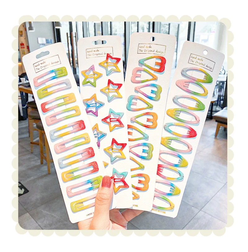 10Pcs Baby Cute Cartoon Heart-shaped Metal Candy Color Baby BB Clip Girl Hairpin Hairpin Child Headdress Children's Fashion 
10Pcs Baby Cute Cartoon Heart-shaped Metal Candy Color Baby BB Clip Girl Hairpin Hairpin Child Headdress Children's Fashion