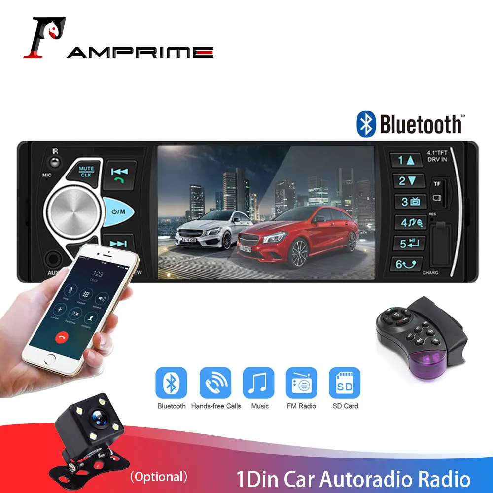 AMPrime 4.1'' Car Radio 1Din Autoradio Audio Stereo FM BT Steering Wheel Remote Control 1 Din Multimedia Player Backup Monitor
AMPrime 4.1'' Car Radio 1Din Autoradio Audio Stereo FM BT Steering Wheel Remote Control 1 Din Multimedia Player Backup Monitor