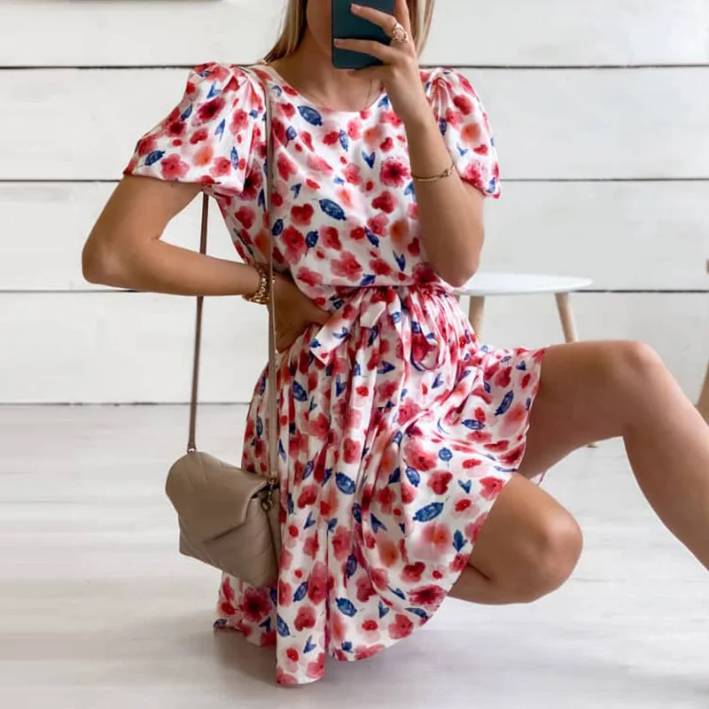 Women Print Floral Lace Up Short Sleeve Mini Dress 2021 Summer Elegant A Line O Neck Boho Loose Holiday Sundress Vestidos
Women Print Floral Lace Up Short Sleeve Mini Dress 2021 Summer Elegant A Line O Neck Boho Loose Holiday Sundress Vestidos