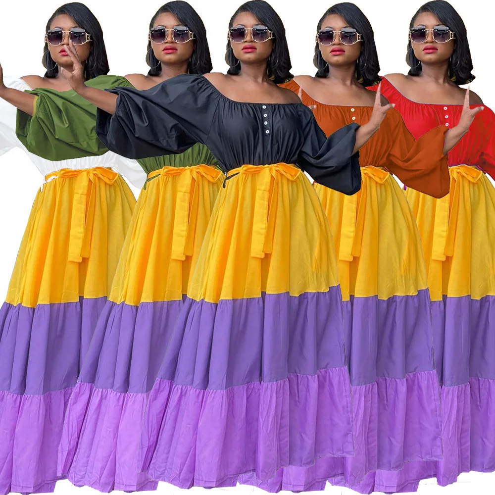 Plus Size Off Shoulder Elastic Waist Lantern Sleeve Dress Multi Colors Patchwork Fashion Outfit Drop Shipping
Plus Size Off Shoulder Elastic Waist Lantern Sleeve Dress Multi Colors Patchwork Fashion Outfit Drop Shipping