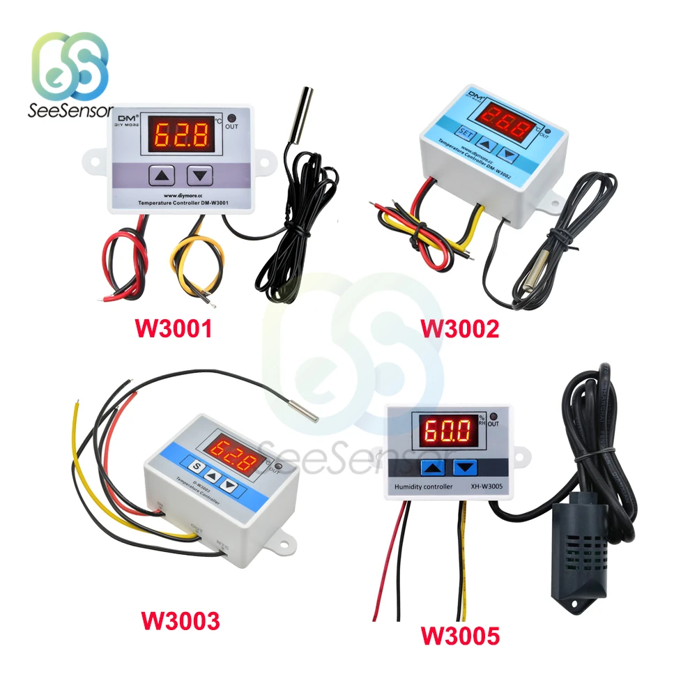 W3001 W3002 W3003 W3005 Digital LED Temperature Controller For Incubator Cooling Heating Switch Thermostat NTC Sensor 12/24/220V
W3001 W3002 W3003 W3005 Digital LED Temperature Controller For Incubator Cooling Heating Switch Thermostat NTC Sensor 12/24/220V