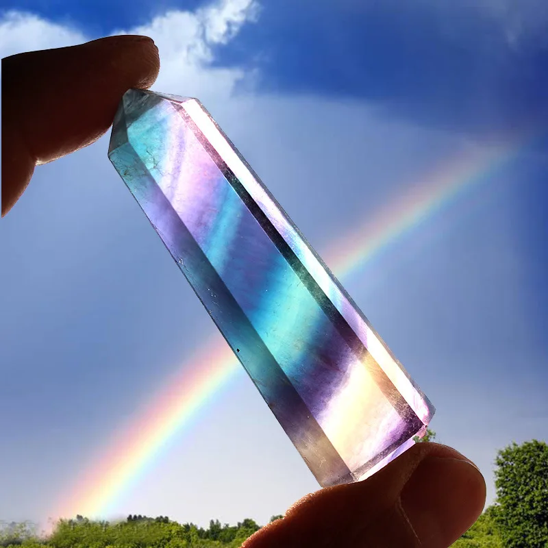 Natural Colorful Fluorite Color Single Pointed Hexagonal Prism Ornaments Rainbow Energy Crystal Column Home Feng Shui Gift
Natural Colorful Fluorite Color Single Pointed Hexagonal Prism Ornaments Rainbow Energy Crystal Column Home Feng Shui Gift
