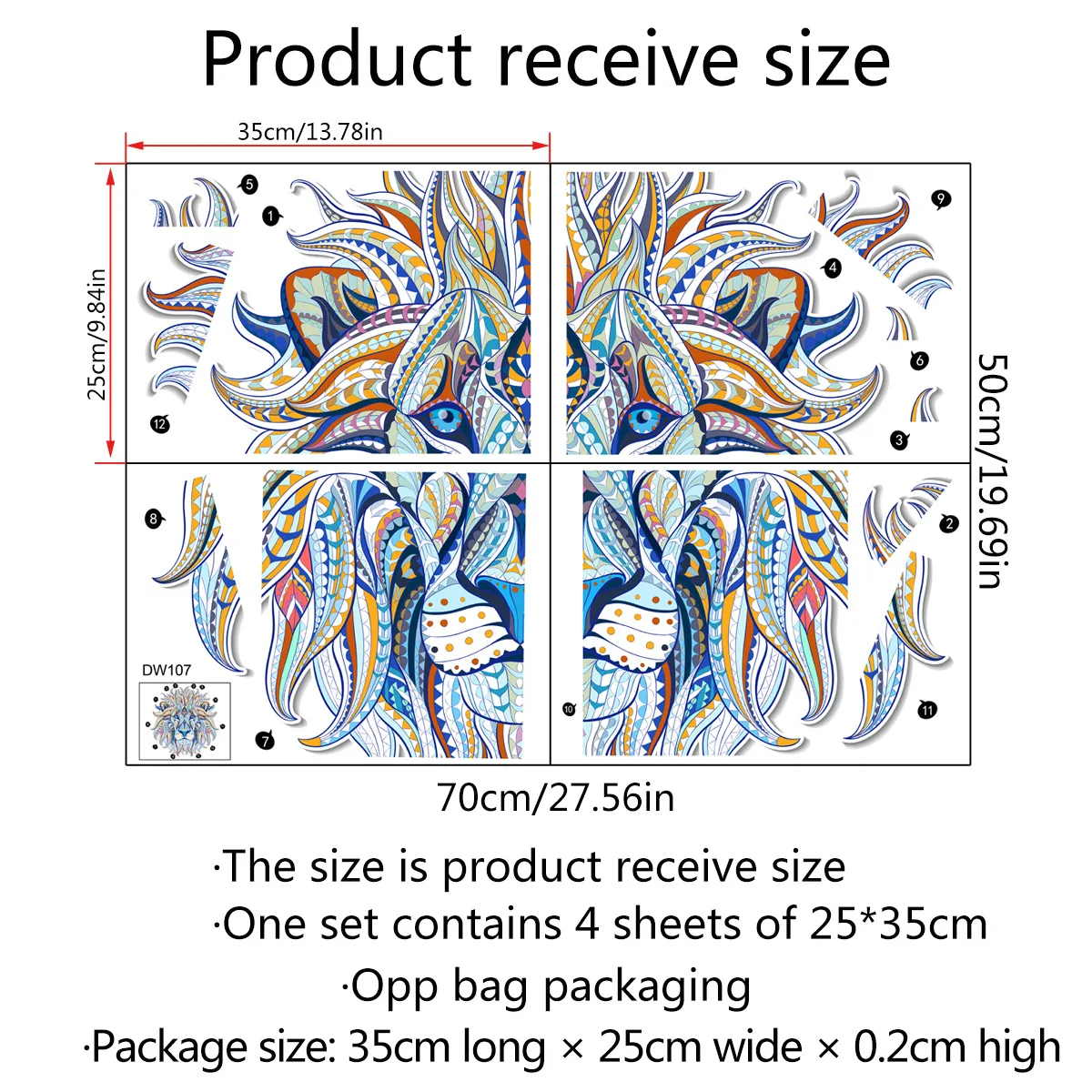 Color lion head creative wall sticker folding version living room background wall decoration wall sticker room decoration
Color lion head creative wall sticker folding version living room background wall decoration wall sticker room decoration