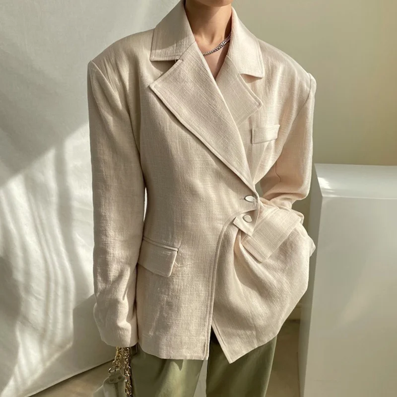Korean Women Jacket Coat Cardigan Chic Autumn Small Lapel One Waist Design Irregular Loose Suit
Korean Women Jacket Coat Cardigan Chic Autumn Small Lapel One Waist Design Irregular Loose Suit