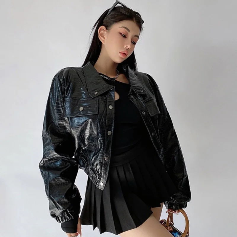 lady Street Bright Leather PU Cotton Jacket Women Short High Waist Slim Short Coat Korean Fashion Tops Autumn Winter U8LF
lady Street Bright Leather PU Cotton Jacket Women Short High Waist Slim Short Coat Korean Fashion Tops Autumn Winter U8LF