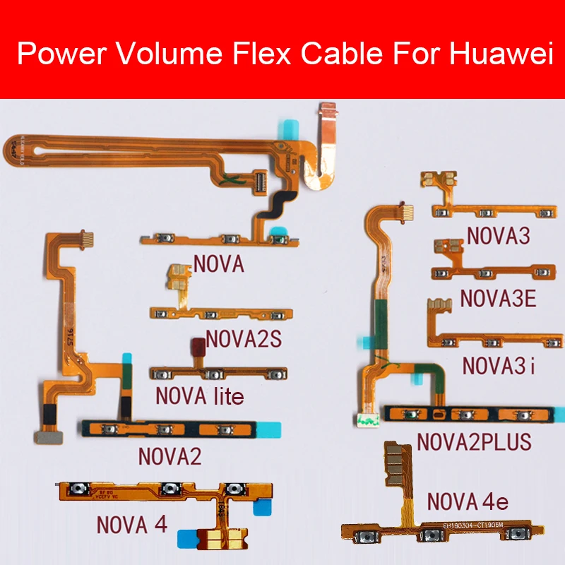 

Кнопка питания и громкости гибкий кабель для Huawei Nova Young 2 2i 2S 3 3e 3i 4 4e Lite Plus 2017 ВКЛ./ВЫКЛ. Вверх и вниз гибкие Ленточные детали