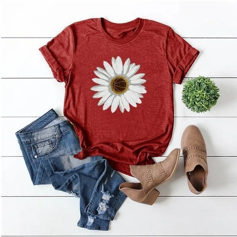 White Daisy Flower Print T Shirt Women Short Sleeve O Neck Loose Tshirt Summer Women Tee Shirt Tops Camisetas Mujer
White Daisy Flower Print T Shirt Women Short Sleeve O Neck Loose Tshirt Summer Women Tee Shirt Tops Camisetas Mujer