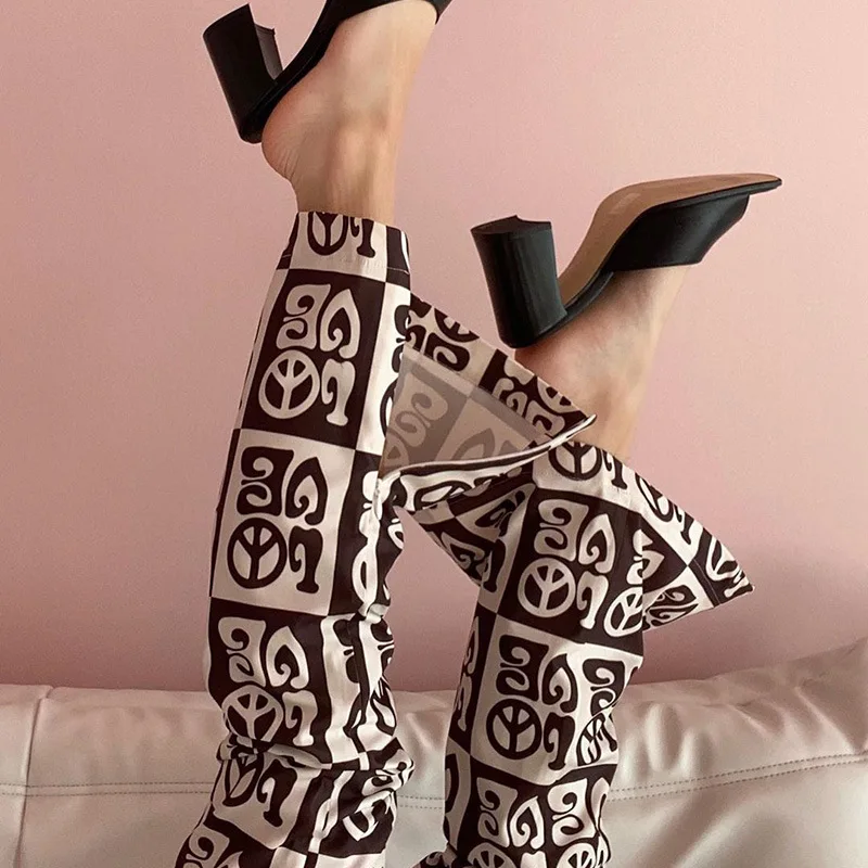 Women Pants Split Side Flare Pant Pattern Print Spring Autumn Casual Slim Streetwear High Waist Trousers Fashion Female Pants
Women Pants Split Side Flare Pant Pattern Print Spring Autumn Casual Slim Streetwear High Waist Trousers Fashion Female Pants