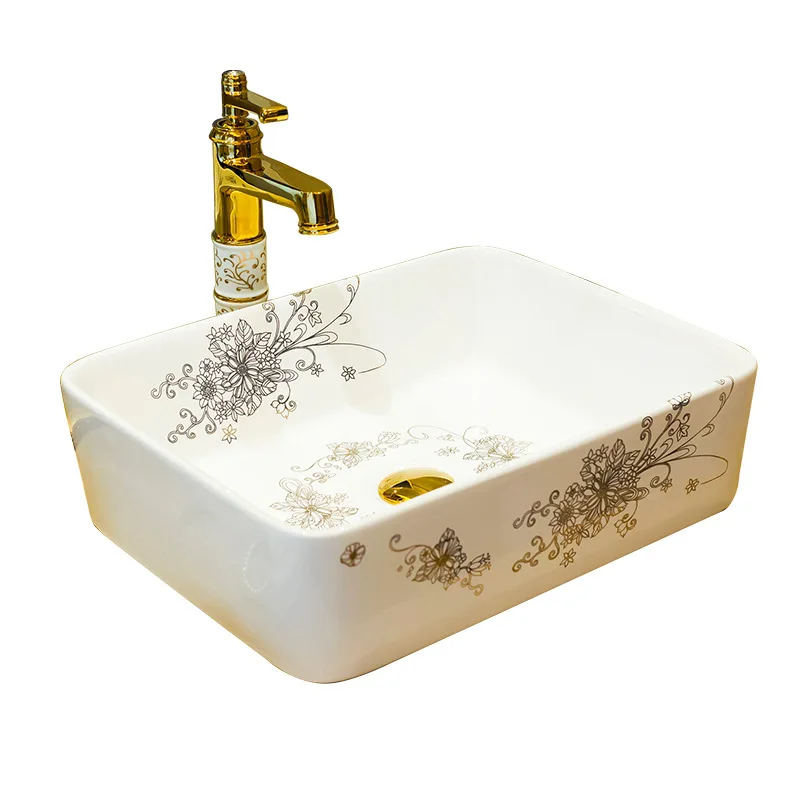 

Rectangular above counter basin European style creative art washbasin bathroom basin individual wash basin modern minimalist