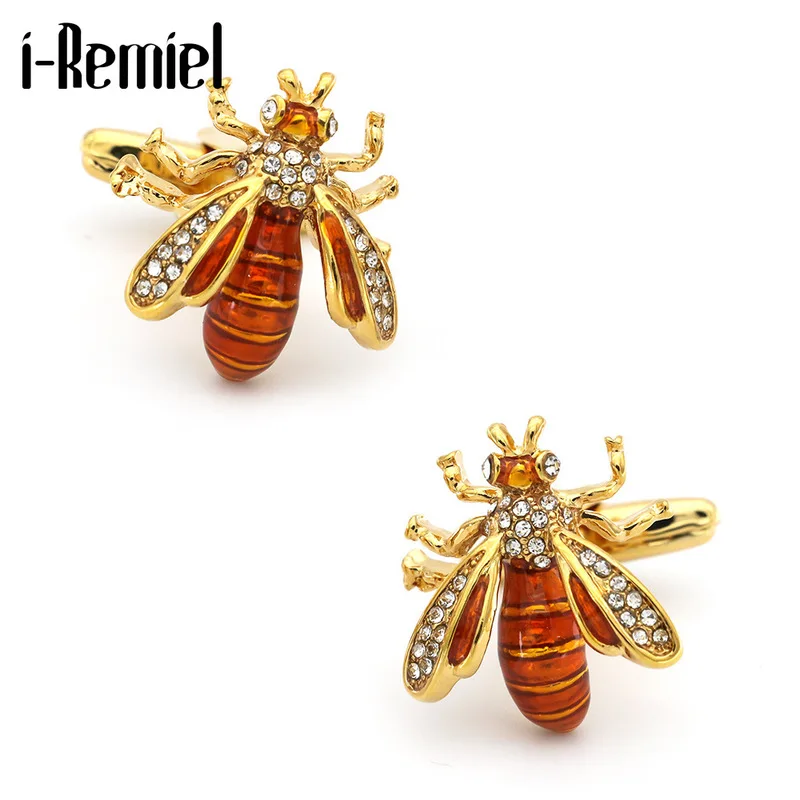 

High Quality Bee French Cufflinks for Mens Jewelry Metal Enamel Buckle Men's Business Shirt Cuff Links Men Wedding Accessories