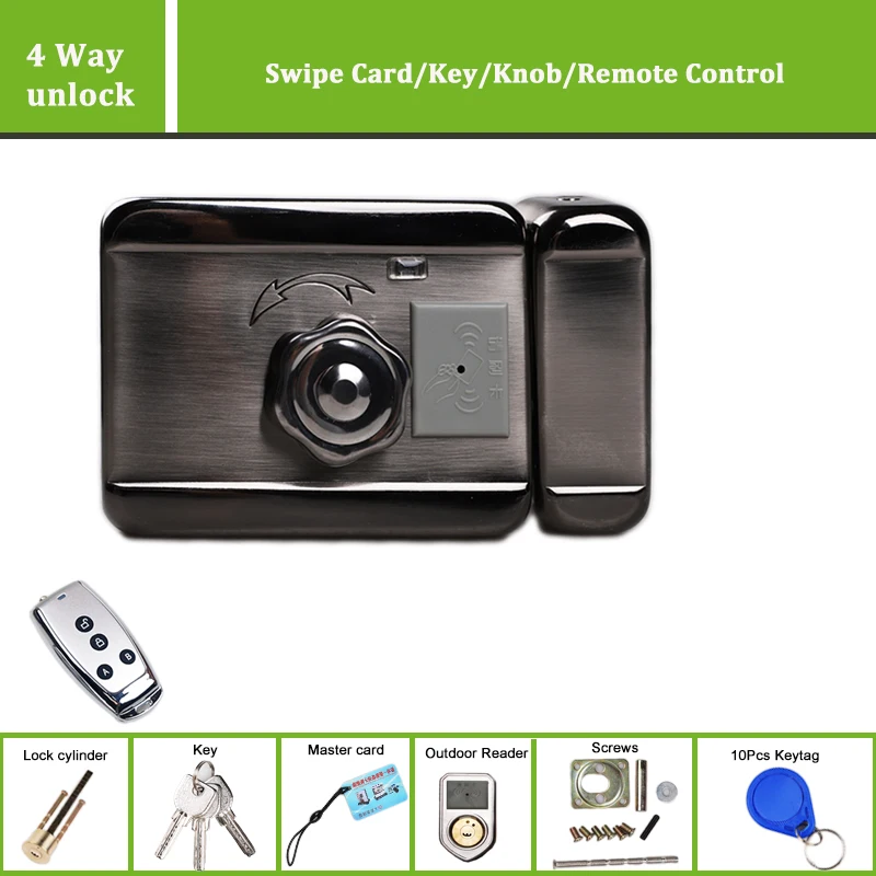 Battery Powered 125KHZ RFID Card Reader Electric Gate Door Lock Access Control Kit Proximity Card Lock for Wooden Door
Battery Powered 125KHZ RFID Card Reader Electric Gate Door Lock Access Control Kit Proximity Card Lock for Wooden Door