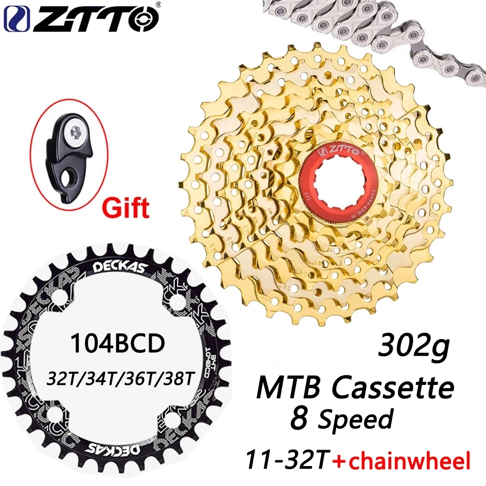 ZTTO Mountain Bicycle 8s 24s Speed Freewheel 8 Speed 11-32T Cassette gold k7 302g MTB Bike Parts for M410 M360 M310 M280 Tourney
ZTTO Mountain Bicycle 8s 24s Speed Freewheel 8 Speed 11-32T Cassette gold k7 302g MTB Bike Parts for M410 M360 M310 M280 Tourney