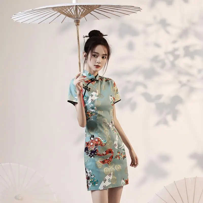 Print Cheongsam Young Girl 2021 Summer New Chinese Elegant Short Waist Slim Dress Modal
Print Cheongsam Young Girl 2021 Summer New Chinese Elegant Short Waist Slim Dress Modal