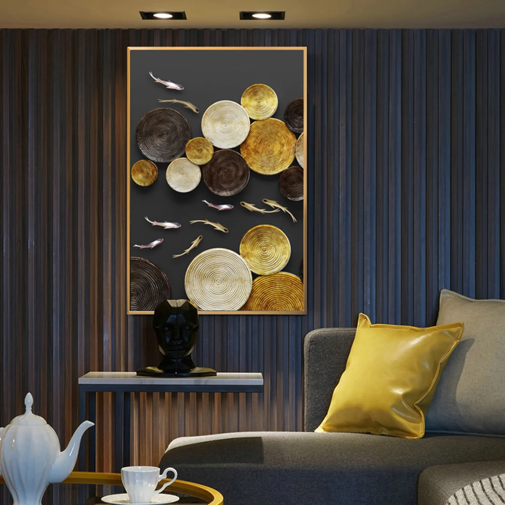 New Modern Living Room Sofa Background Nine Fish Figure Disc Golden Light Luxury Poster Canvas Painting Wall Art Home Decoration
New Modern Living Room Sofa Background Nine Fish Figure Disc Golden Light Luxury Poster Canvas Painting Wall Art Home Decoration