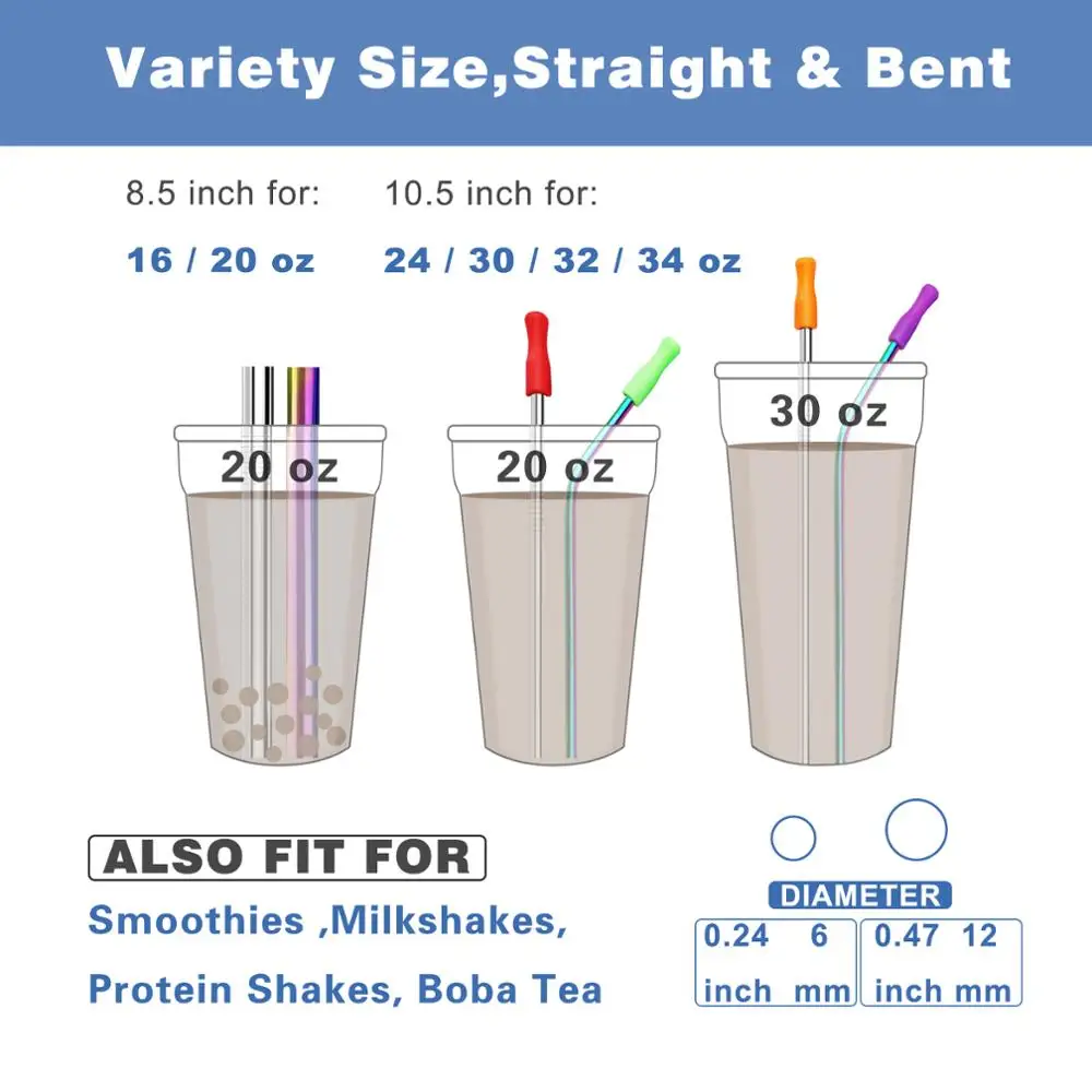13 Pcs Reusable Drinking Straw High Quality 304 Stainless Steel Straight Bent Drinking Straw With Case Cleaning Brush Sets
13 Pcs Reusable Drinking Straw High Quality 304 Stainless Steel Straight Bent Drinking Straw With Case Cleaning Brush Sets
