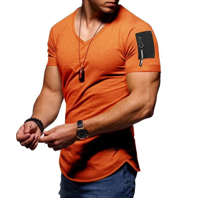 Summer men's new style V-neck fashion large size men's zipper casual T-shirt pure color short-sleeved youth bottoming shirt T sh
Summer men's new style V-neck fashion large size men's zipper casual T-shirt pure color short-sleeved youth bottoming shirt T sh