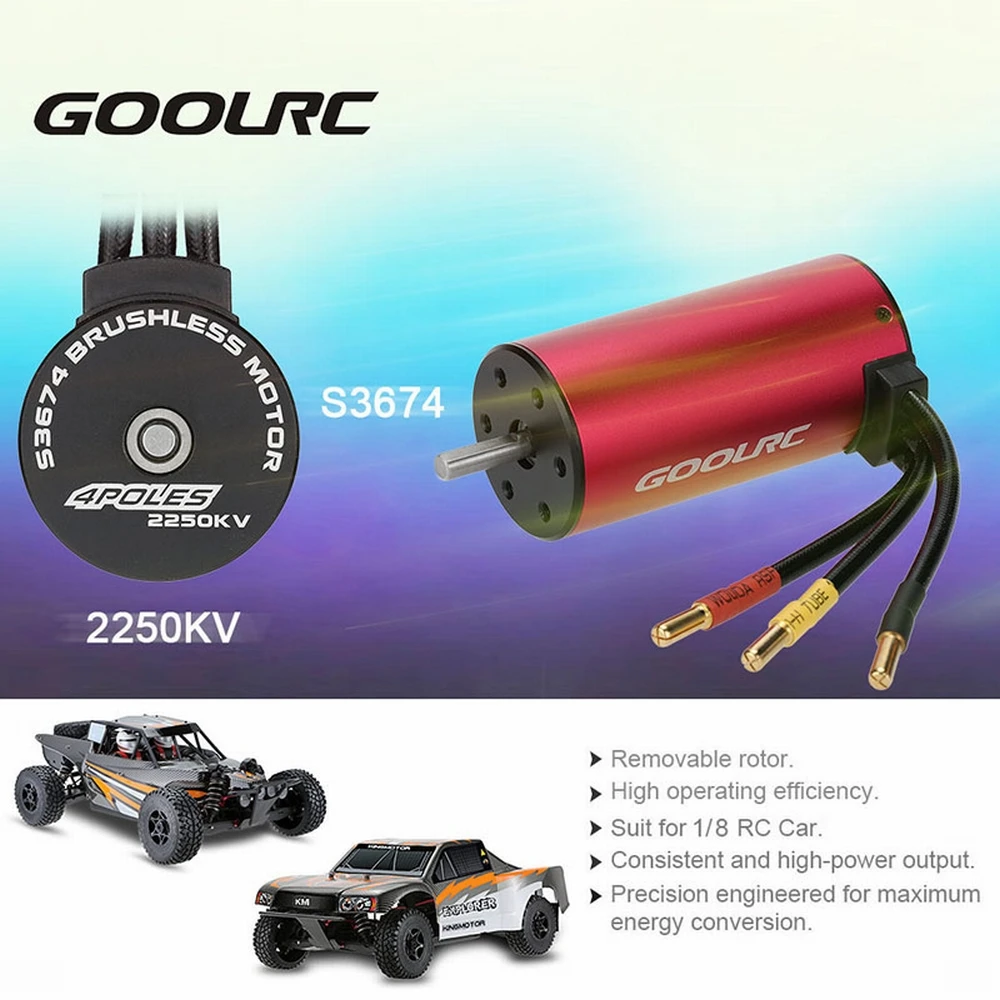 Оригинальный Бессенсорный бесщеточный двигатель GoolRC S3674 1/8 кв 80 А ESC и программная