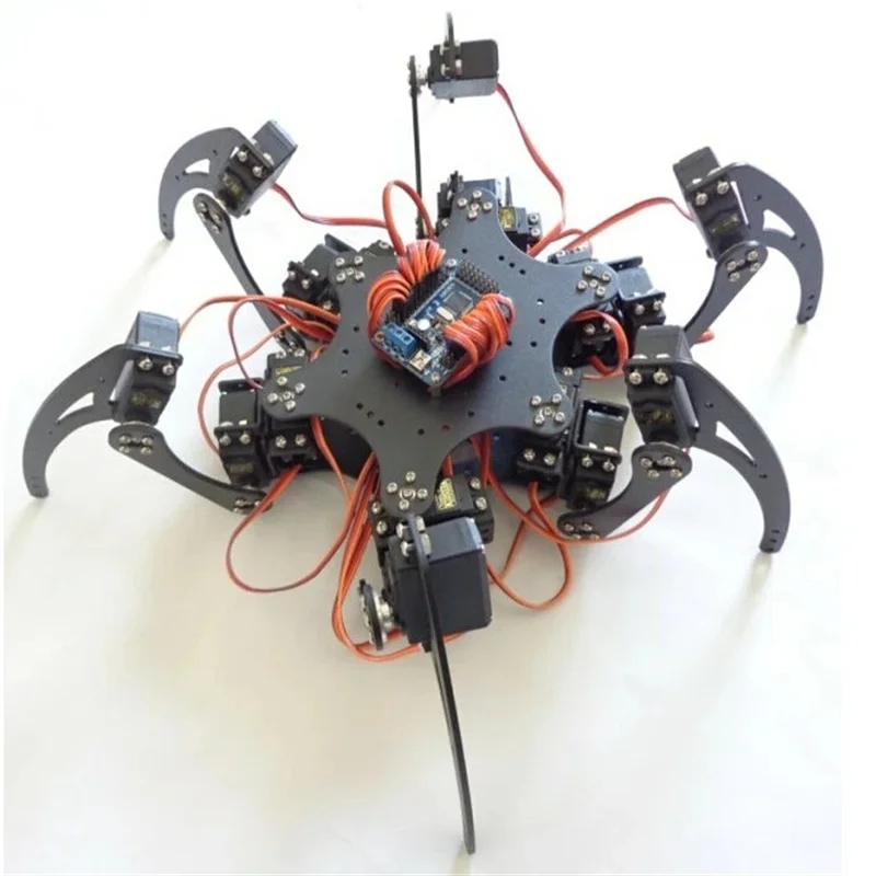 18 DOF Aluminium Metal Hexapod Robot Spider Six Foot/Feet Robotic Frame/Chassis Kit For Arduino Remote Controller DIY Model
18 DOF Aluminium Metal Hexapod Robot Spider Six Foot/Feet Robotic Frame/Chassis Kit For Arduino Remote Controller DIY Model