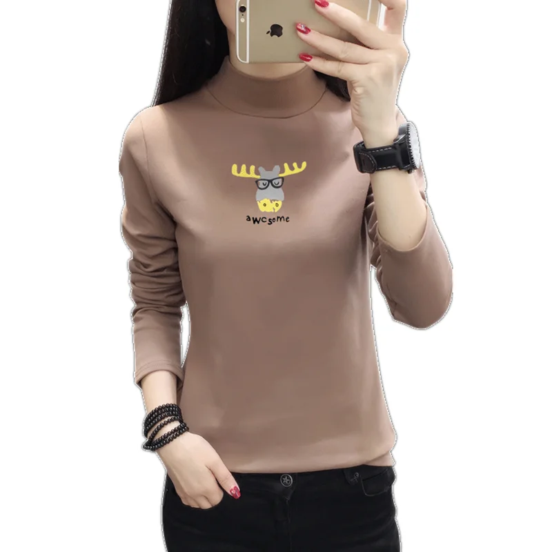 2020 New Autumn Winter Women Long Sleeve T-shirt Korean Fashion Cute Cartoon Print Thicken Warm Turtleneck Base T-shirt
2020 New Autumn Winter Women Long Sleeve T-shirt Korean Fashion Cute Cartoon Print Thicken Warm Turtleneck Base T-shirt