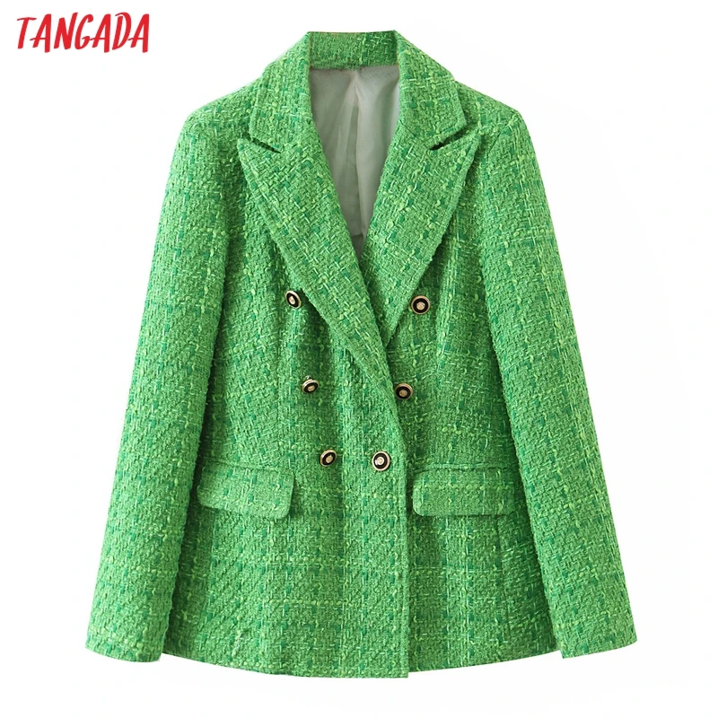 Tangada 2021 Winter Women Double Breasted Green Tweed Blazer Coat Vintage Long Sleeve Office Lady Outerwear SL121
Tangada 2021 Winter Women Double Breasted Green Tweed Blazer Coat Vintage Long Sleeve Office Lady Outerwear SL121