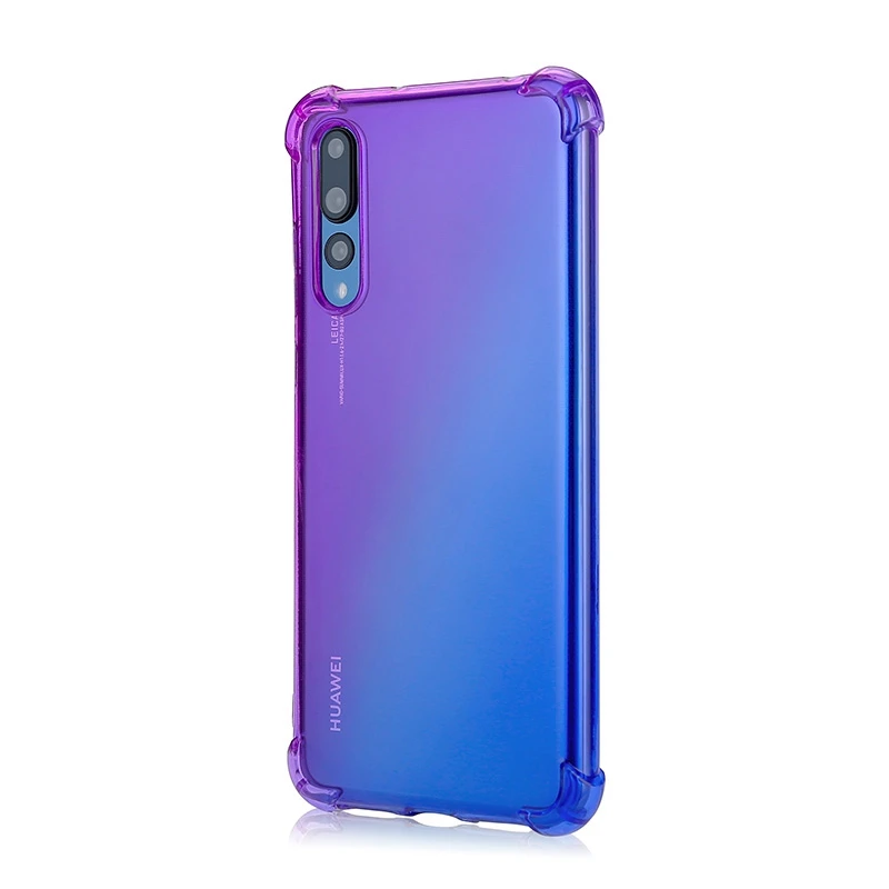 Ударопрочный градиентный цвет термополиуретан чехол для huawei P20 Pro прозрачный