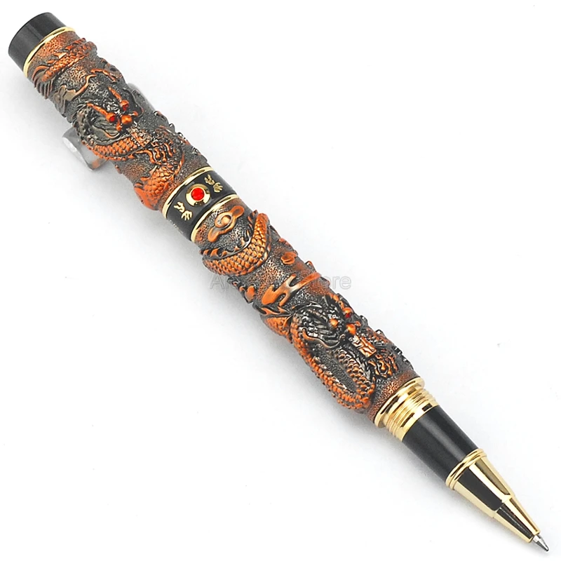 Jinhao Luxury Rollerball Pen Double Dragon Playing Pearl Metal Carving Embossing Heavy Pen Red Copper Rollerball Pen
Jinhao Luxury Rollerball Pen Double Dragon Playing Pearl Metal Carving Embossing Heavy Pen Red Copper Rollerball Pen