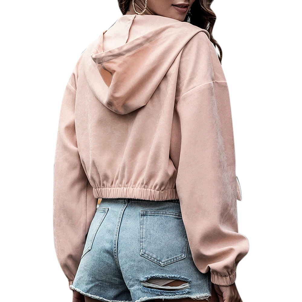 Pink Women Cropped Coat Zip Up Long Sleeve Hooded Autumn Jackets Elastic Waist Pockets Casual Slim Drawstring Hoody Outwears
Pink Women Cropped Coat Zip Up Long Sleeve Hooded Autumn Jackets Elastic Waist Pockets Casual Slim Drawstring Hoody Outwears