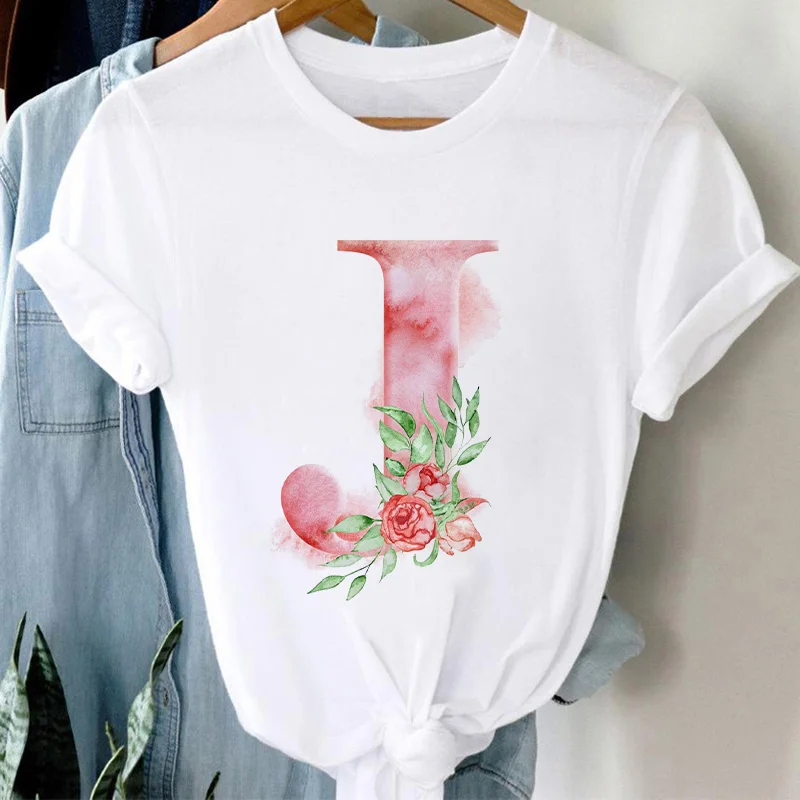Fashion T shirt Women 26 Alphabet Flowers Letter D Print A To Z Alphabet Female Tee Top Short Sleeve Casual Ladies T-shirts 2021
Fashion T shirt Women 26 Alphabet Flowers Letter D Print A To Z Alphabet Female Tee Top Short Sleeve Casual Ladies T-shirts 2021