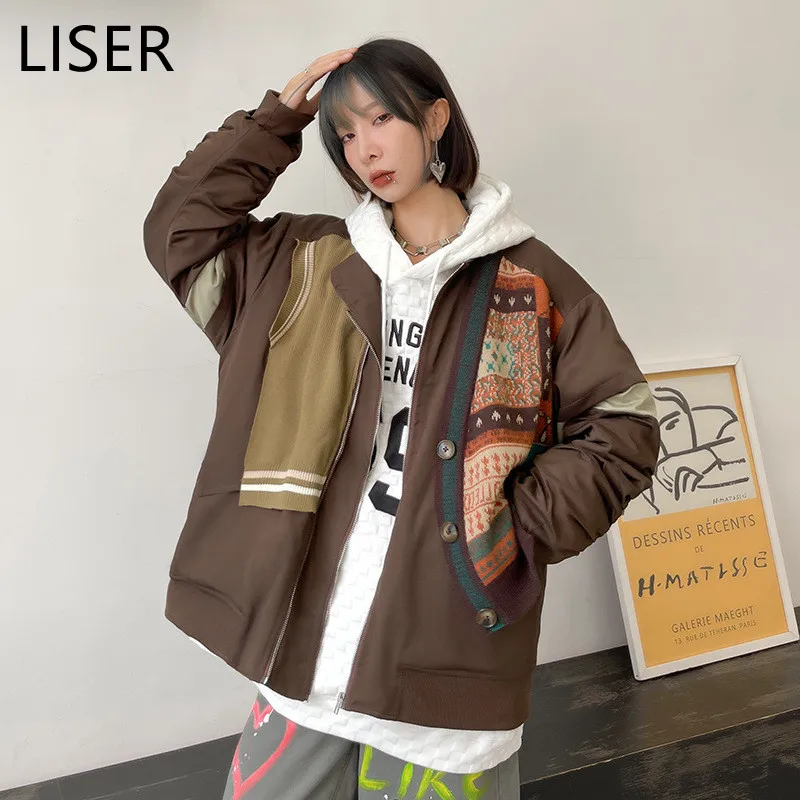 LISER Fashion Knitted Stitching Cardigan Baseball Uniform Women 2021 Autumn Winter New Ins Trend Retro Padded Coat LL491
LISER Fashion Knitted Stitching Cardigan Baseball Uniform Women 2021 Autumn Winter New Ins Trend Retro Padded Coat LL491
