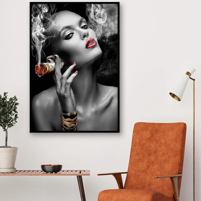 Modern Home Decor Black And White Sexy Smoking Woman With Red Lip Canvas Painting Poster Print Wall Art For Living Room Cuadros
Modern Home Decor Black And White Sexy Smoking Woman With Red Lip Canvas Painting Poster Print Wall Art For Living Room Cuadros