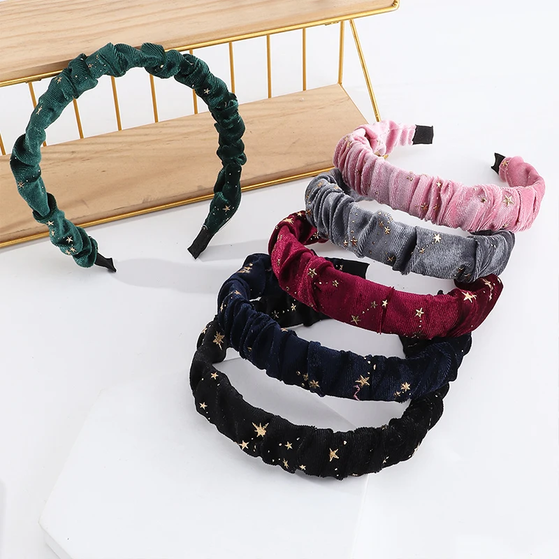 Velvet Padded Pleated Hairband for Women Bronzing Star Hair Hoop Headband Fashion Solid Color Hair Band Girls Hair Accessories
Velvet Padded Pleated Hairband for Women Bronzing Star Hair Hoop Headband Fashion Solid Color Hair Band Girls Hair Accessories