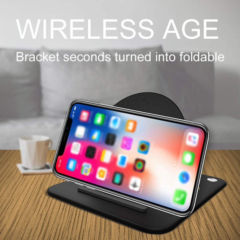 Foldable 10W Wireless Charger Fast Charging Stand Base Multifunctional Phone Bracket For IPhone X Samsung Galaxy | Мобильные
