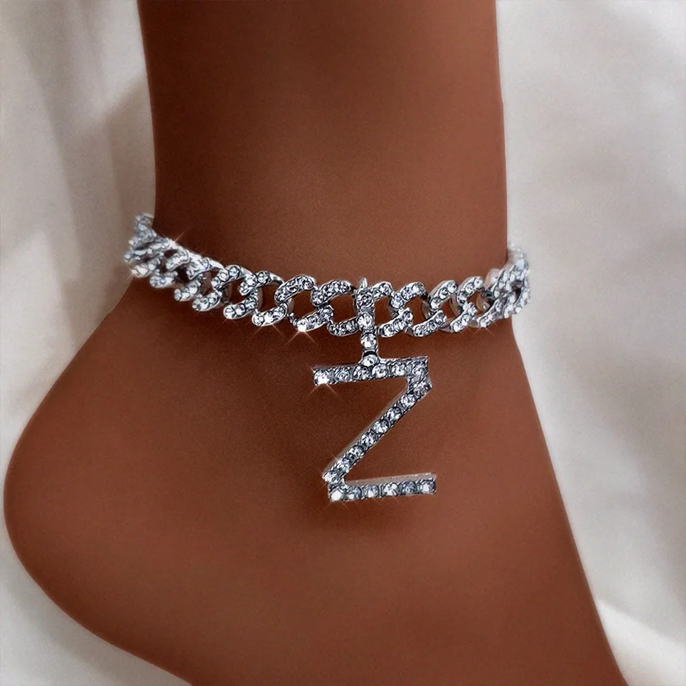 Luxury Rhinestone A-Z Letter Initial Anklets for Women Summer Beach Cuban Link Chain Ankle Bracelet 2021 Barefoot Chain Jewelry
Luxury Rhinestone A-Z Letter Initial Anklets for Women Summer Beach Cuban Link Chain Ankle Bracelet 2021 Barefoot Chain Jewelry