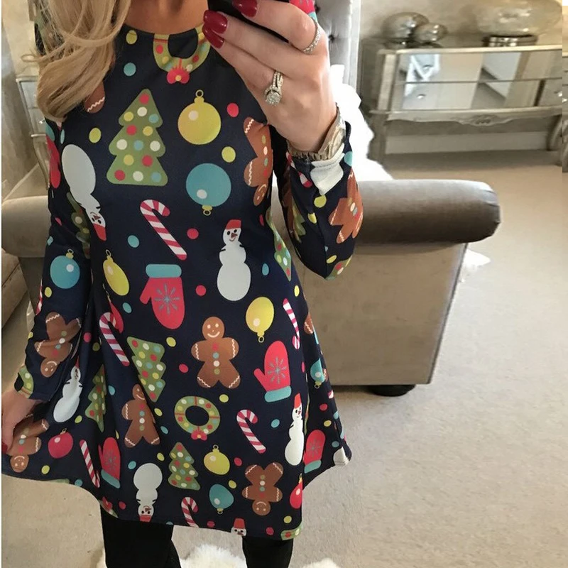 Women's Dress Christmas Dresses Round Neck Printing Christmas Dress Mid-waist Long Sleeve Dress 2022 New Fashion Women Clothes
Women's Dress Christmas Dresses Round Neck Printing Christmas Dress Mid-waist Long Sleeve Dress 2022 New Fashion Women Clothes