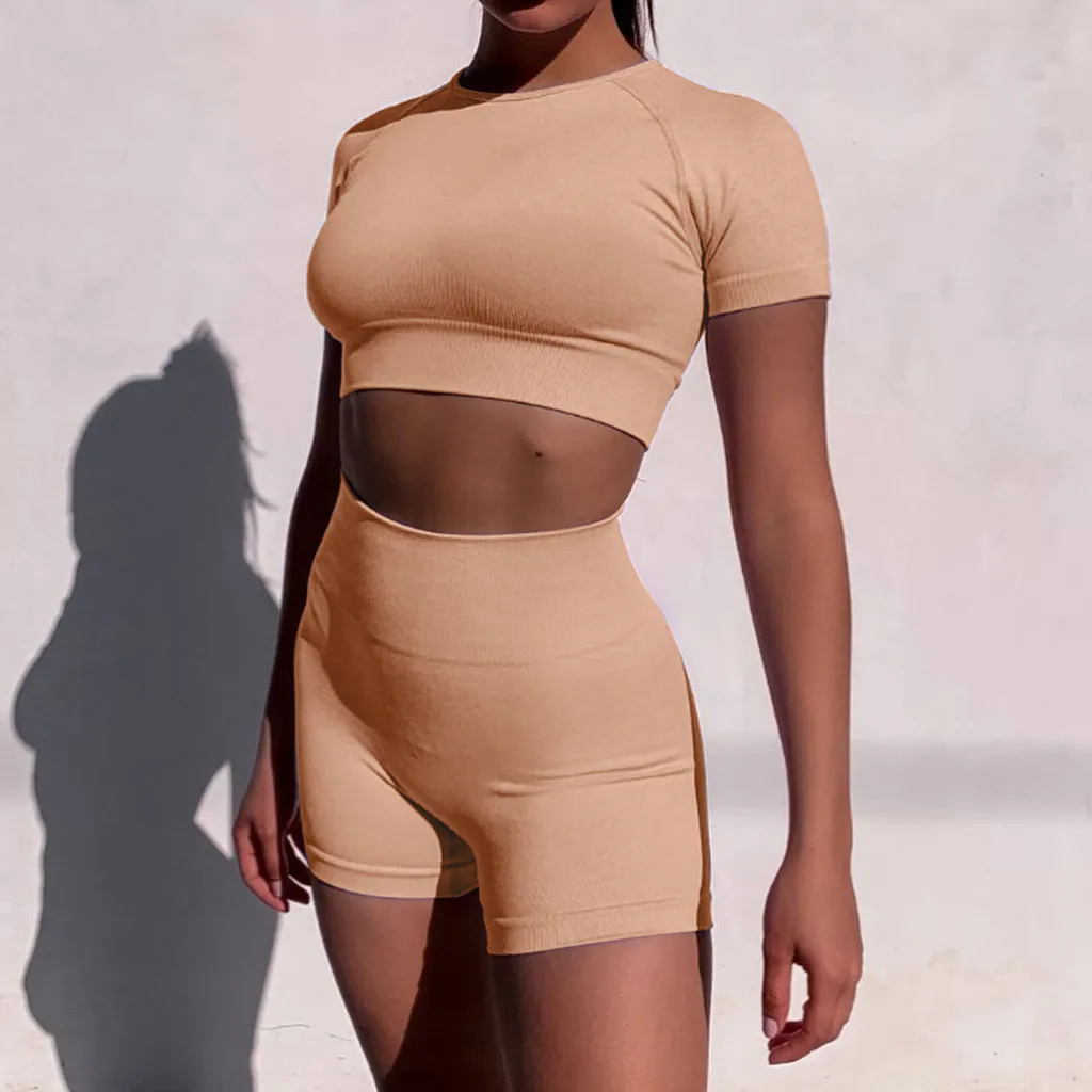 Womail tracksuit women 2020 two pieces set Solid Short Sleeve Crop Top Shorts Suit Matching Set Female Joggers Sport Fitness Set
Womail tracksuit women 2020 two pieces set Solid Short Sleeve Crop Top Shorts Suit Matching Set Female Joggers Sport Fitness Set