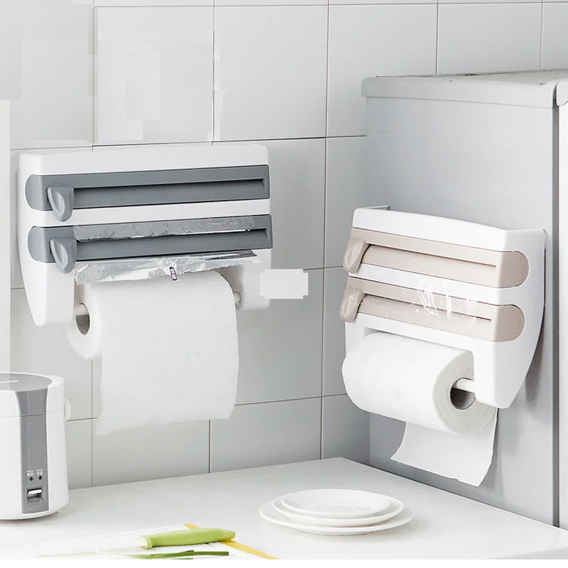Wall Mount Бумага Полотенца держатель для бутылки соуса стеллаж хранения 4 в 1