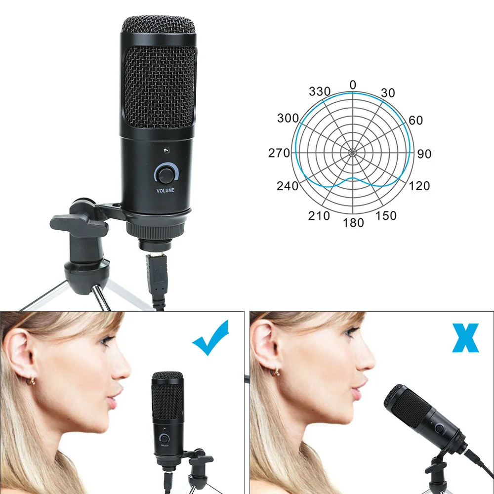 Metal USB Microphone PC Condenser Microphone Vocals Recording Studio Microphone For YouTube Video Skype Chatting Game Podcast
Metal USB Microphone PC Condenser Microphone Vocals Recording Studio Microphone For YouTube Video Skype Chatting Game Podcast