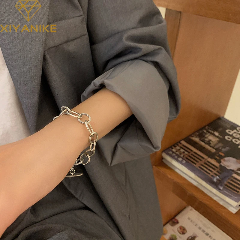 XIYANIKESilver Color Big Circle Stitching Bracelet Female Fashion Retro Temperament Simple All-match Jewelry Accessories
XIYANIKESilver Color Big Circle Stitching Bracelet Female Fashion Retro Temperament Simple All-match Jewelry Accessories