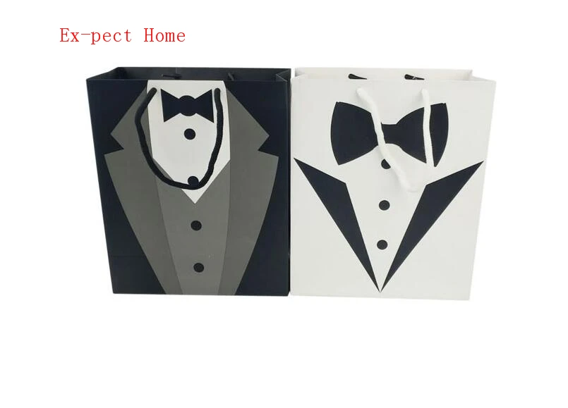 

200pcs Wedding Groom Paper Gift Bag Festival Paper Bag With Fashionable Jewellery Bags Birthday Favor Bags