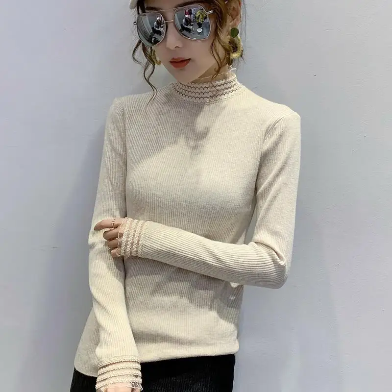Woman Sweaters Half Turtleneck Thick Fall/Winter Slim Lace Pullover Long Sleeve K633 Women's Knitwear Fashionable Sweater Women 
Woman Sweaters Half Turtleneck Thick Fall/Winter Slim Lace Pullover Long Sleeve K633 Women's Knitwear Fashionable Sweater Women