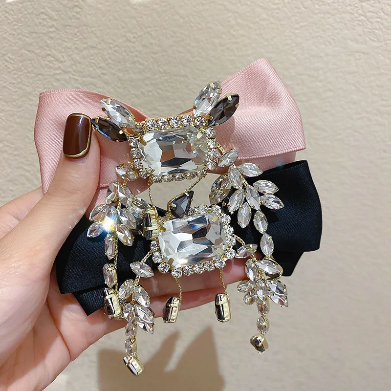 Minar Korean Shiny Crystal Rhinestone Bowknot Barrettes for Women Girls Black Pink Color Ribbon Tie Bow Clip Hairpins Headwear
Minar Korean Shiny Crystal Rhinestone Bowknot Barrettes for Women Girls Black Pink Color Ribbon Tie Bow Clip Hairpins Headwear