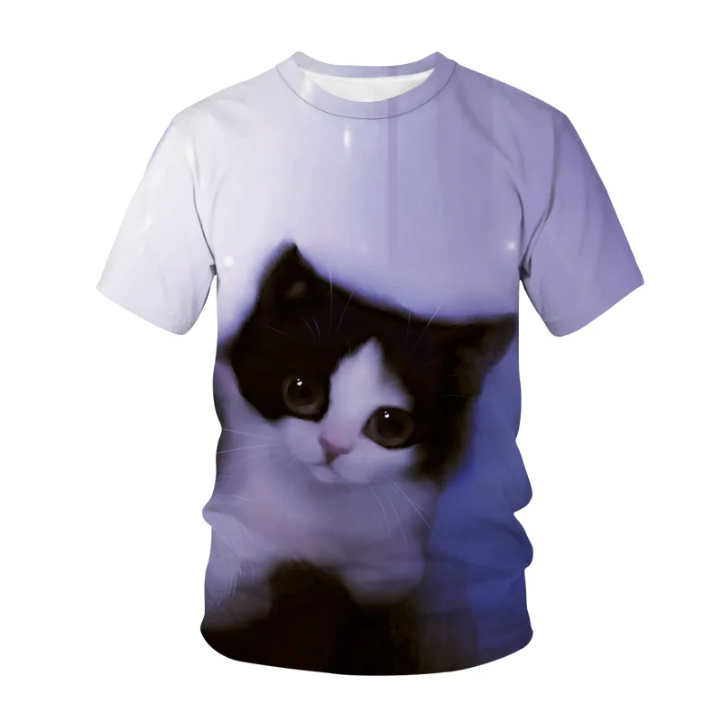 Summer new style 3D printing cute cat printing men's casual sports T-shirt quick-drying breathable neutral men's and women's T-s 
Summer new style 3D printing cute cat printing men's casual sports T-shirt quick-drying breathable neutral men's and women's T-s